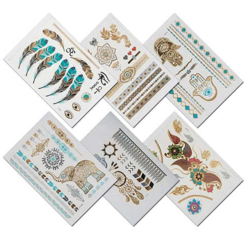Cleopatra Goddess Metallic Temporary Tattoos for Women in Gold & Silver