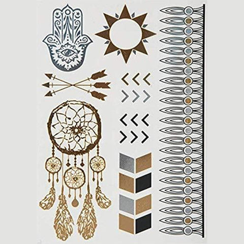 Thea Goddess Metallic Temporary Tattoos for Women in Gold & Silver